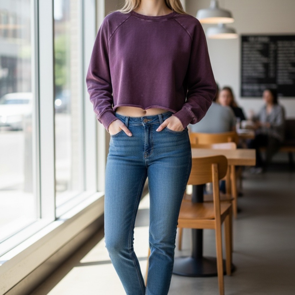 JoyLab Maroon crop Sweatshirt